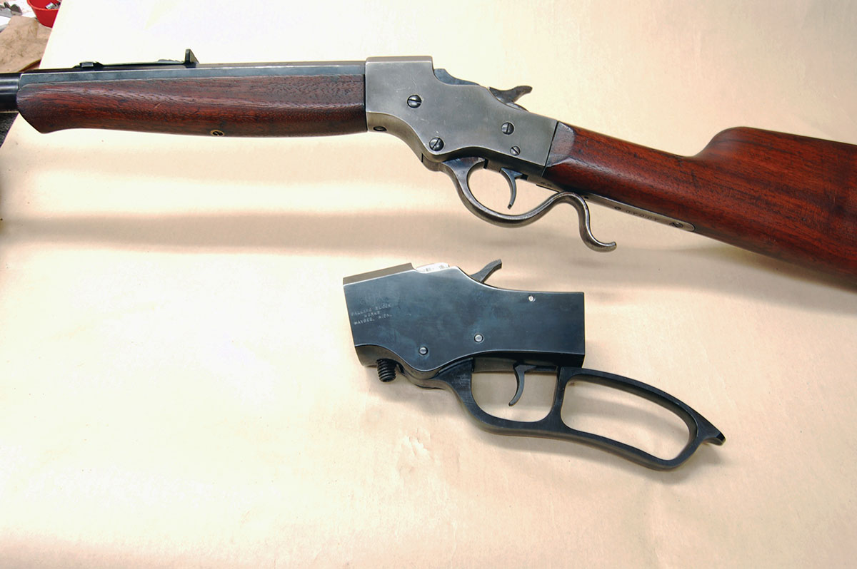 FBW Model S action (bottom) is supposed to be styled after the Stevens Model 44 (top) except for higher sidewalls. The loop lever is extra.